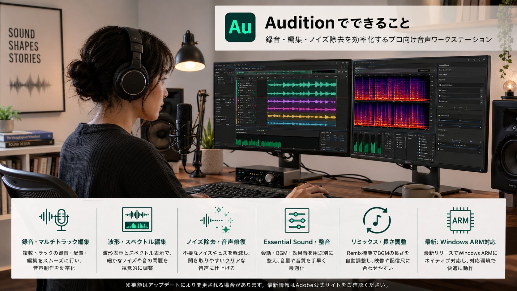 Auditionで音声編集をする20代女性