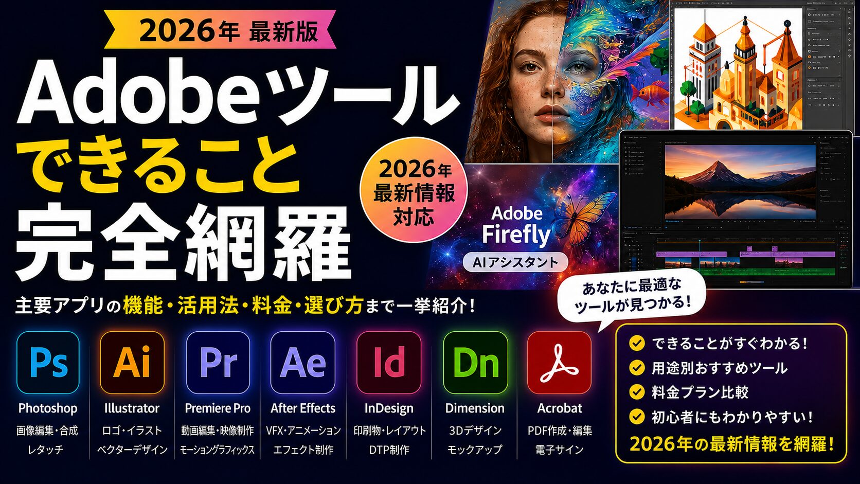 Adobeツールできること完全網羅【2026年】