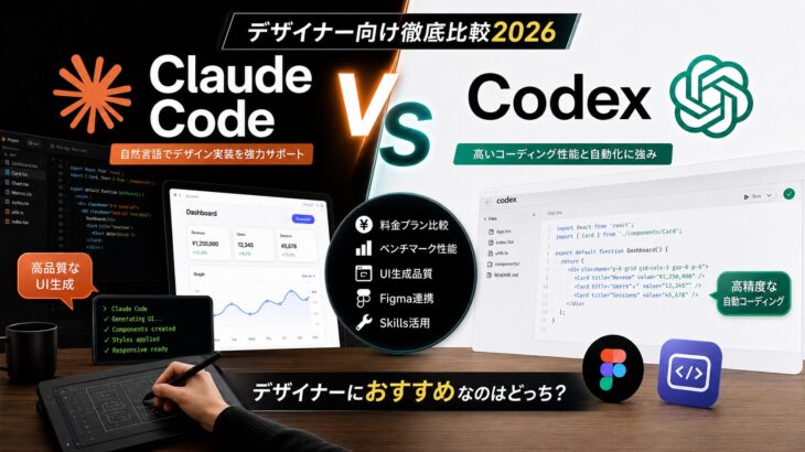 Claude Code vs Codex比較2026 デザイナー向け