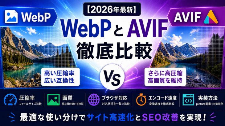 WebPとAVIF徹底比較【2026年最新】