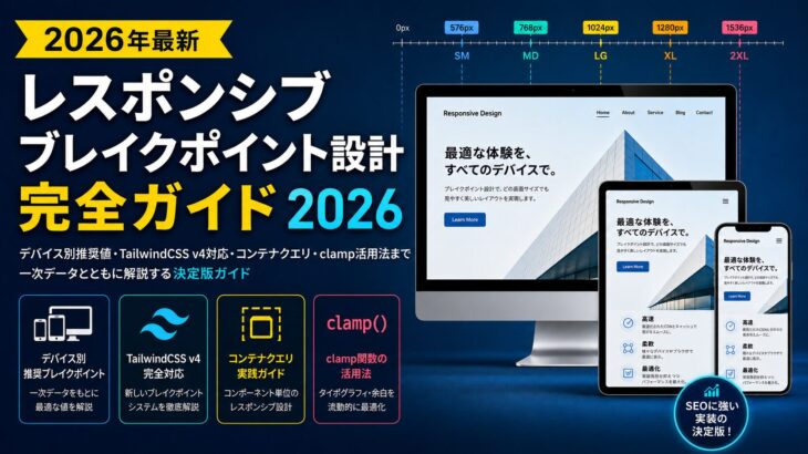 レスポンシブブレイクポイント設計完全ガイド2026