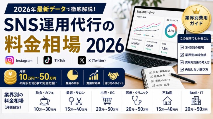 SNS運用代行の料金相場2026 | 業界別費用ガイド