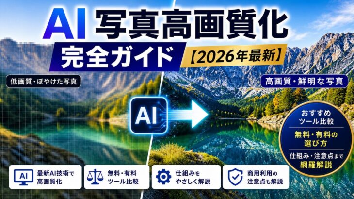 AI写真高画質化 完全ガイド【2026年最新】