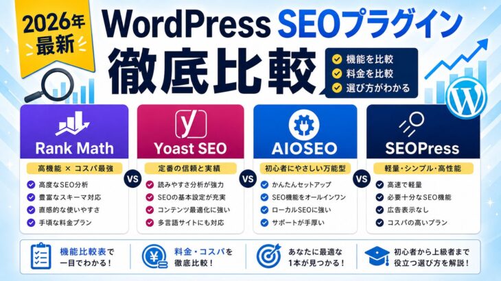 【2026年最新】WordPress SEOプラグイン徹底比較